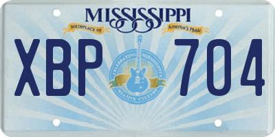 MS license plate XBP704
