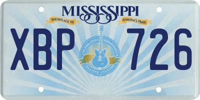 MS license plate XBP726