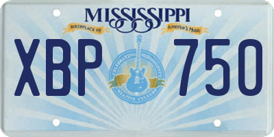 MS license plate XBP750