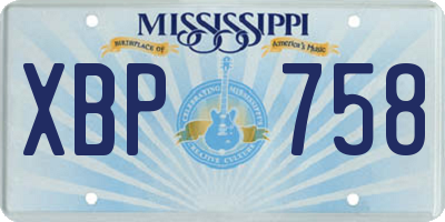 MS license plate XBP758