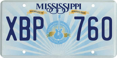 MS license plate XBP760