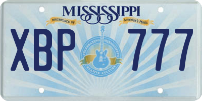 MS license plate XBP777