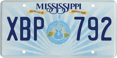 MS license plate XBP792