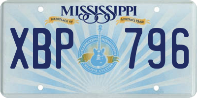 MS license plate XBP796