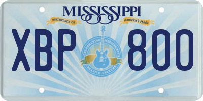 MS license plate XBP800