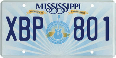 MS license plate XBP801