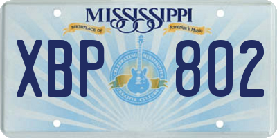 MS license plate XBP802