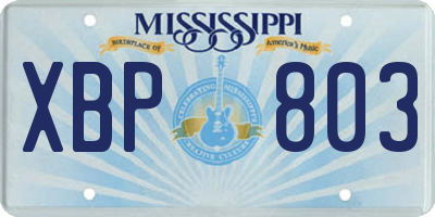 MS license plate XBP803