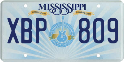 MS license plate XBP809