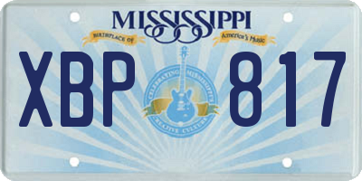 MS license plate XBP817
