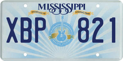 MS license plate XBP821