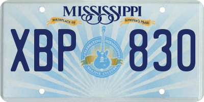 MS license plate XBP830