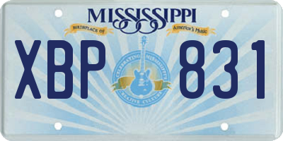 MS license plate XBP831