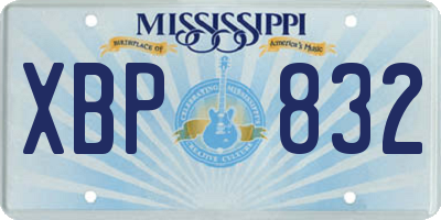 MS license plate XBP832