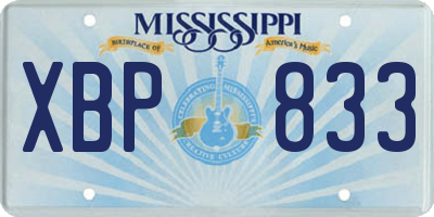 MS license plate XBP833
