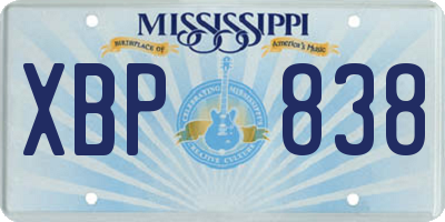 MS license plate XBP838
