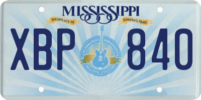 MS license plate XBP840