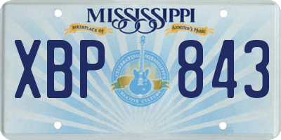 MS license plate XBP843