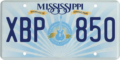 MS license plate XBP850
