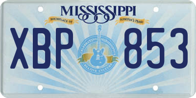 MS license plate XBP853