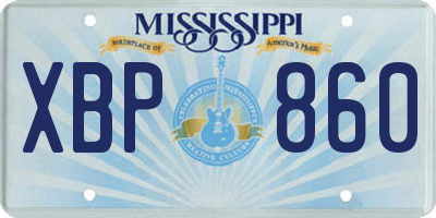 MS license plate XBP860