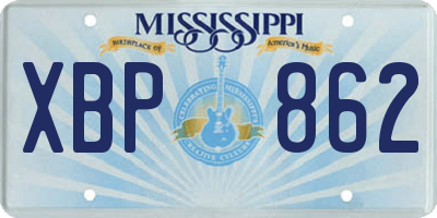MS license plate XBP862