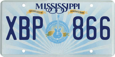 MS license plate XBP866