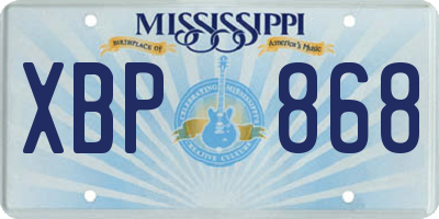 MS license plate XBP868