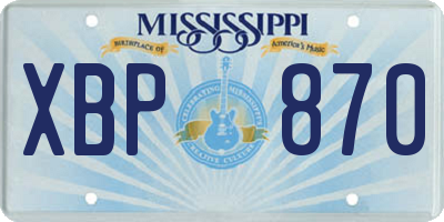 MS license plate XBP870
