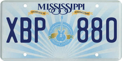 MS license plate XBP880