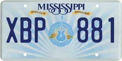 MS license plate XBP881