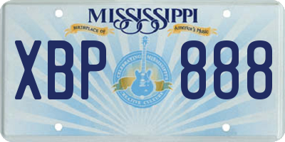 MS license plate XBP888