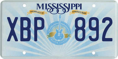 MS license plate XBP892