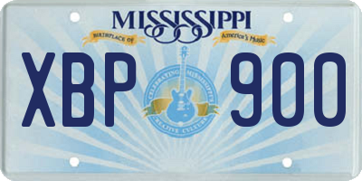 MS license plate XBP900