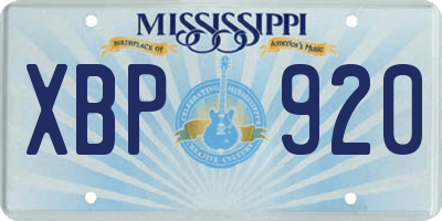 MS license plate XBP920