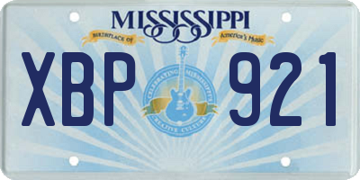 MS license plate XBP921