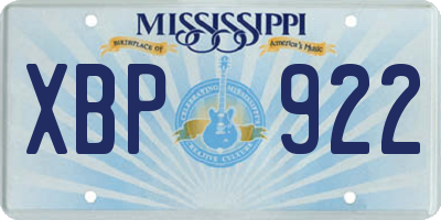 MS license plate XBP922