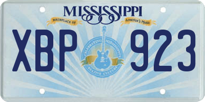 MS license plate XBP923