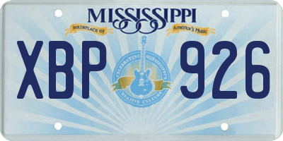 MS license plate XBP926