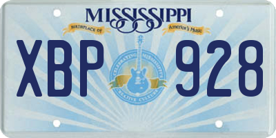 MS license plate XBP928