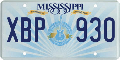 MS license plate XBP930
