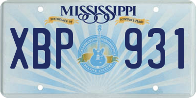 MS license plate XBP931