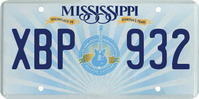 MS license plate XBP932