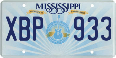 MS license plate XBP933