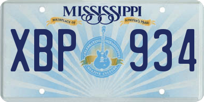 MS license plate XBP934