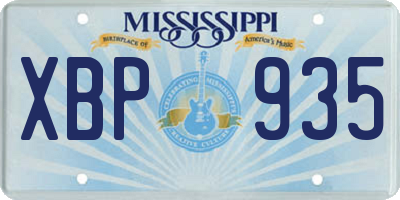 MS license plate XBP935