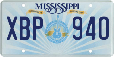 MS license plate XBP940