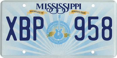 MS license plate XBP958