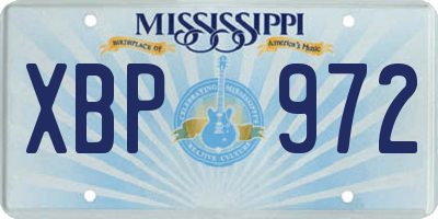 MS license plate XBP972