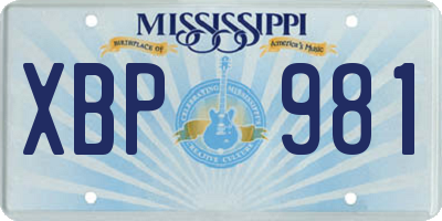 MS license plate XBP981